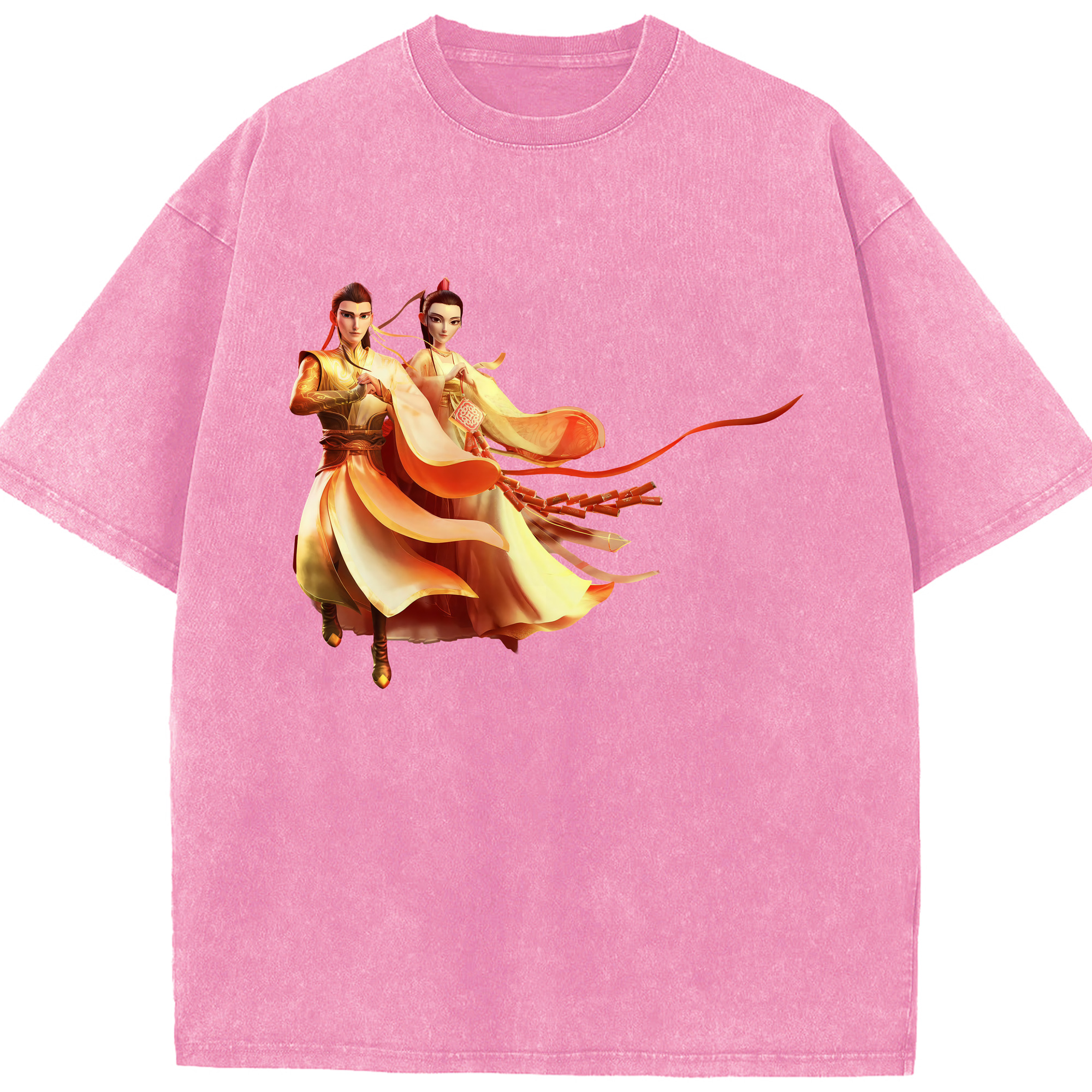 （画像用） Ne Zha 2 ナタ 魔童の大暴れ 綿100% ヴィンテージ風 半袖Tシャツ（フロントプリント）